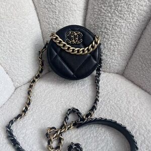 CHANEL Black and Gold Mini Quilted Bag